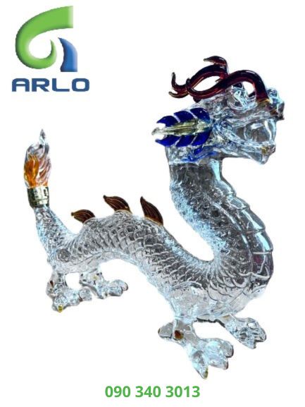 Chai thủy tinh linh vật rồng vàng