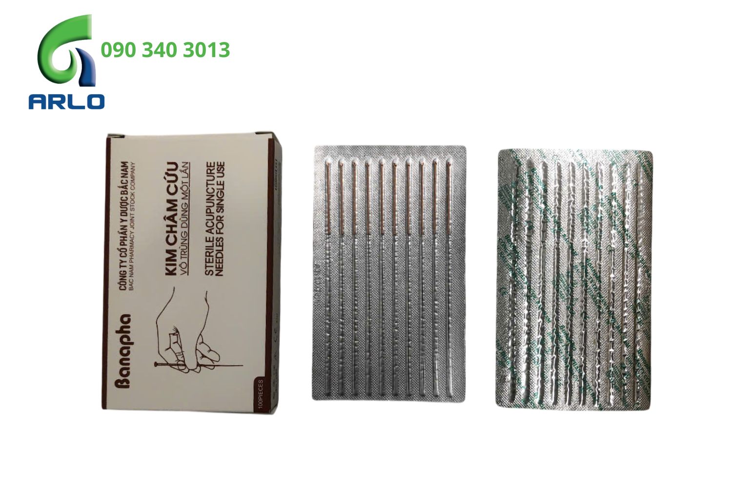 Kim châm cứu Banapha vô trùng dùng 1 lần vỉ 10 cán đồng