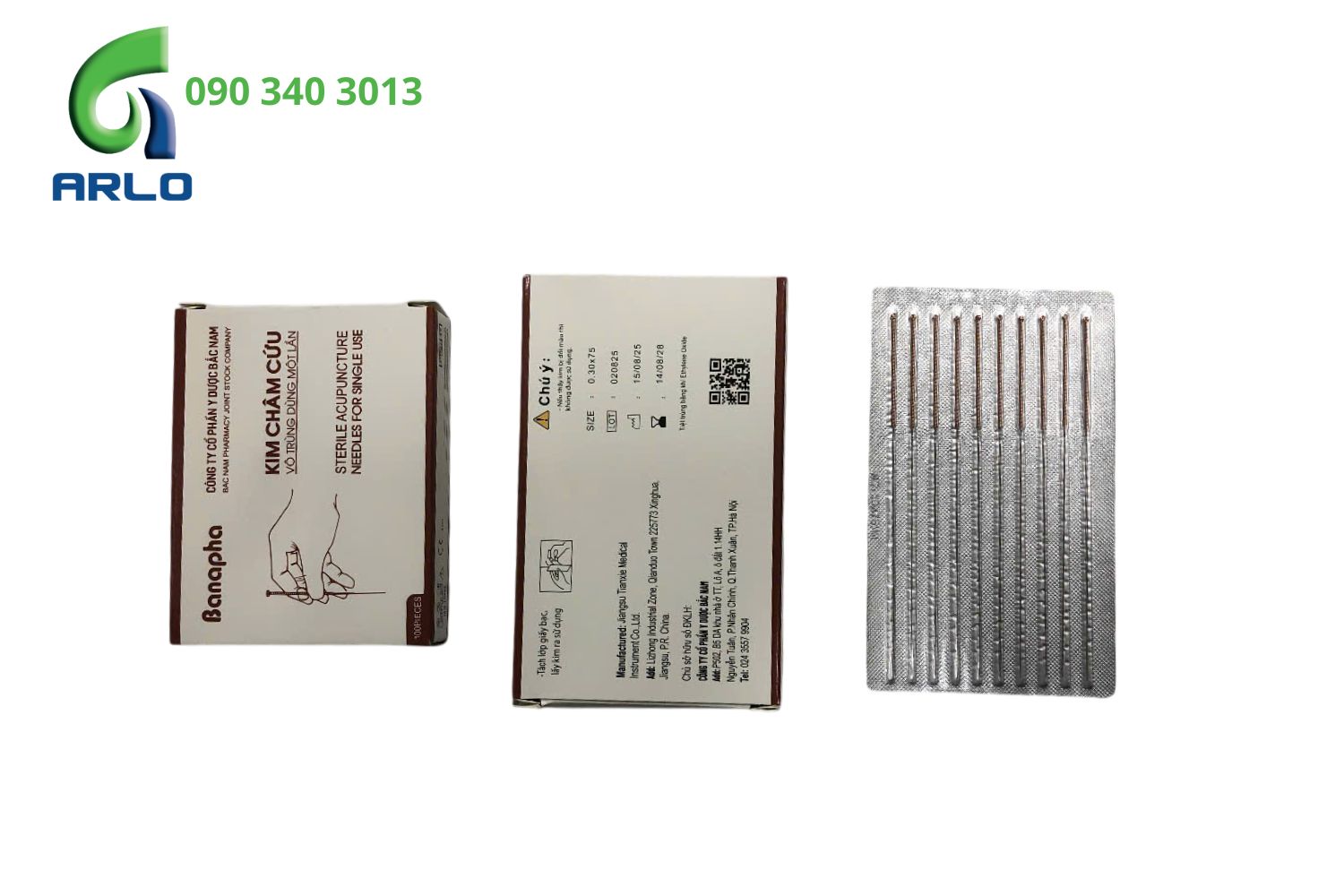 Kim châm cứu Banapha vô trùng dùng 1 lần vỉ 10 cán đồng