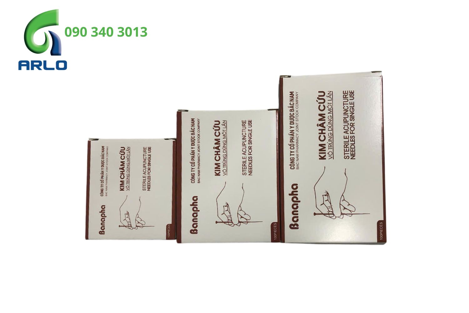 Kim châm cứu Banapha vô trùng dùng 1 lần vỉ 10 cán đồng